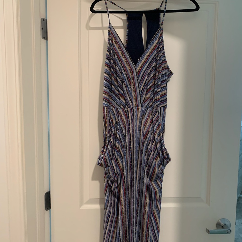 BCBGeneration Slouch Pocket Midi Striped Dress